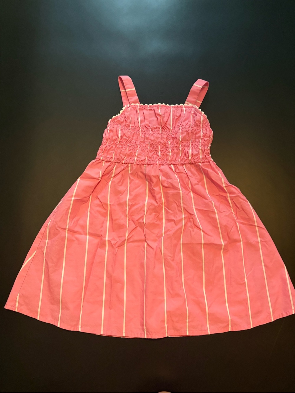 Girls Pink Striped Sundress with Smocked Bodice